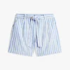 Pantalón corto de mezcla de lino a rayas con cinturón Pantalón corto de mezcla de lino a rayas con cinturón