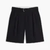 Pantalón corto plisado con cinturón de 25 cm y corte holgado Pantalón corto plisado con cinturón de 25 cm y corte holgado