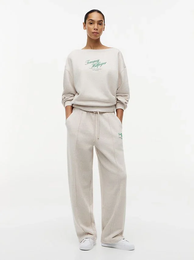 Pantalón de chándal de felpa con logo en letra cursiva Pantalón de chándal de felpa con logo en letra cursiva