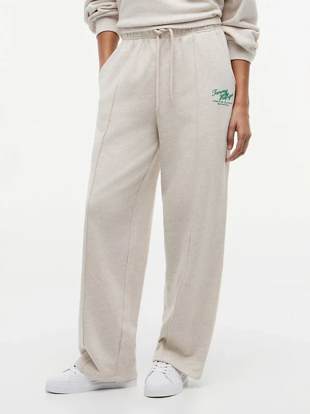 Pantalón de chándal de felpa con logo en letra cursiva Pantalón de chándal de felpa con logo en letra cursiva