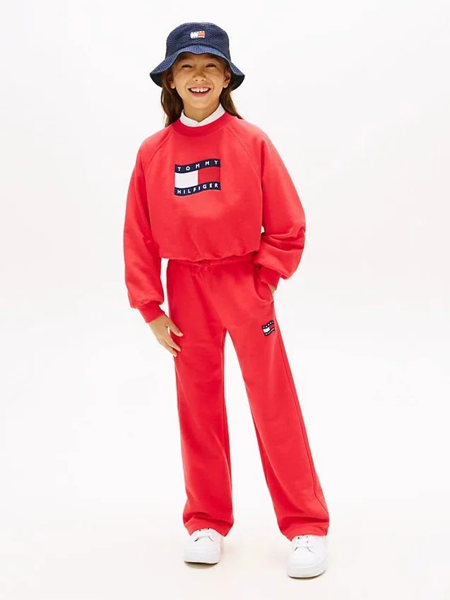 Pantalón de chándal infantil con logotipo de bandera ondulada Pantalón de chándal infantil con logotipo de bandera ondulada