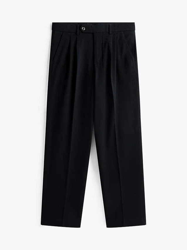 Pantalón plisado de corte holgado Pantalón plisado de corte holgado