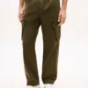 Pantalones cargo rectos teñidos en prenda