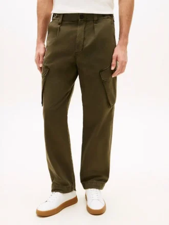 Pantalones cargo rectos teñidos en prenda