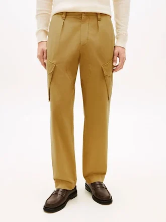 Pantalones cargo rectos teñidos en prenda