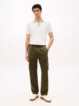 Pantalones cargo rectos teñidos en prenda