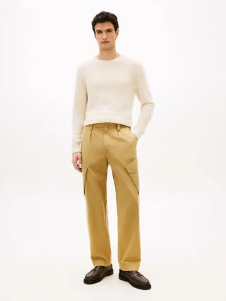 Pantalones cargo rectos teñidos en prenda