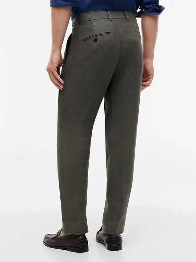 Pantalones cónicos de lino teñidos en prenda Pantalones cónicos de lino teñidos en prenda