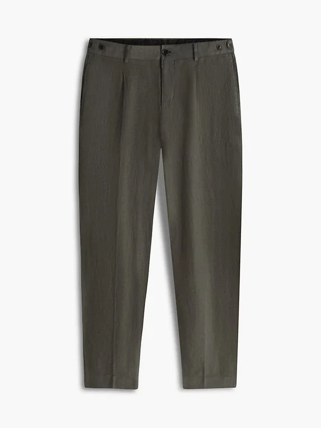 Pantalones cónicos de lino teñidos en prenda Pantalones cónicos de lino teñidos en prenda
