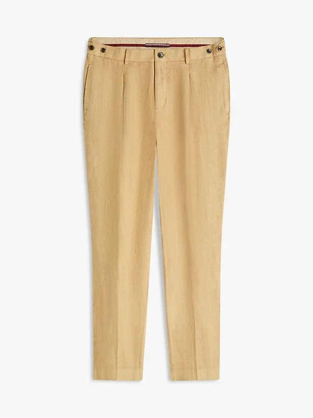Pantalones cónicos de lino teñidos en prenda Pantalones cónicos de lino teñidos en prenda