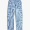 Pantalones cónicos de seersucker a cuadros vichy con cinturón