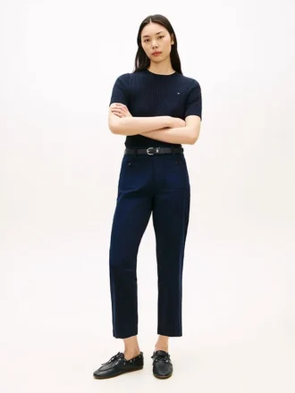 Pantalones con bolsillos de algodón elástico