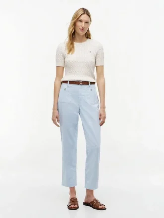 Pantalones con bolsillos de algodón elástico