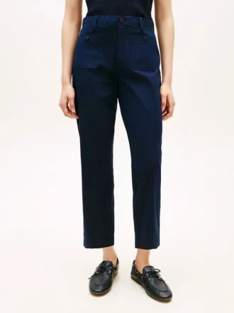 Pantalones con bolsillos de algodón elástico