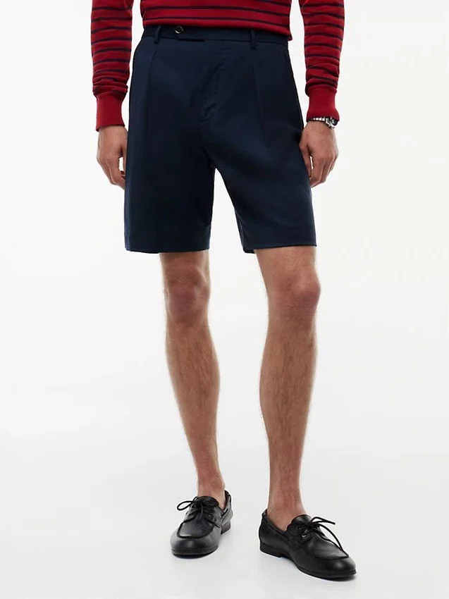 Pantalones cortos chinos de lana plisados New York Label Pantalones cortos chinos de lana plisados New York Label