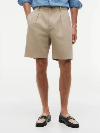 Pantalones cortos chinos de mezcla de algodón y lino de corte holgado
