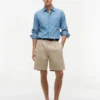 Pantalones cortos chinos de mezcla de algodón y lino de corte holgado