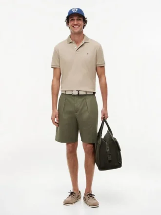 Pantalones cortos chinos de mezcla de algodón y lino de corte holgado