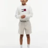 Pantalones cortos chinos elásticos holgados con cinturón para niño