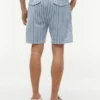 Pantalones cortos de 18 cm de mezcla de algodón y lino a rayas Pantalones cortos de 18 cm de mezcla de algodón y lino a rayas