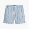 Pantalones cortos de 18 cm de mezcla de algodón y lino a rayas Pantalones cortos de 18 cm de mezcla de algodón y lino a rayas