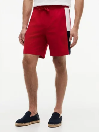 Pantalones cortos de corte regular con bloques de color y bandera de 20 cm