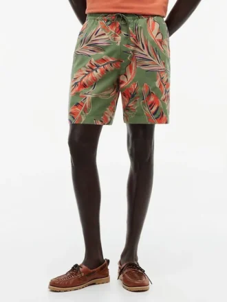 Pantalones cortos de corte regular con estampado tropical de 18 cm