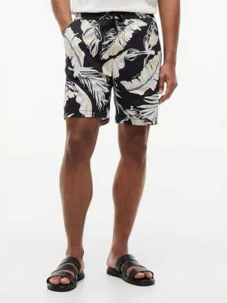Pantalones cortos de corte regular con estampado tropical de 18 cm