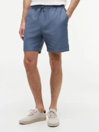 Pantalones cortos de corte regular de 18 cm en mezcla de algodón y lino