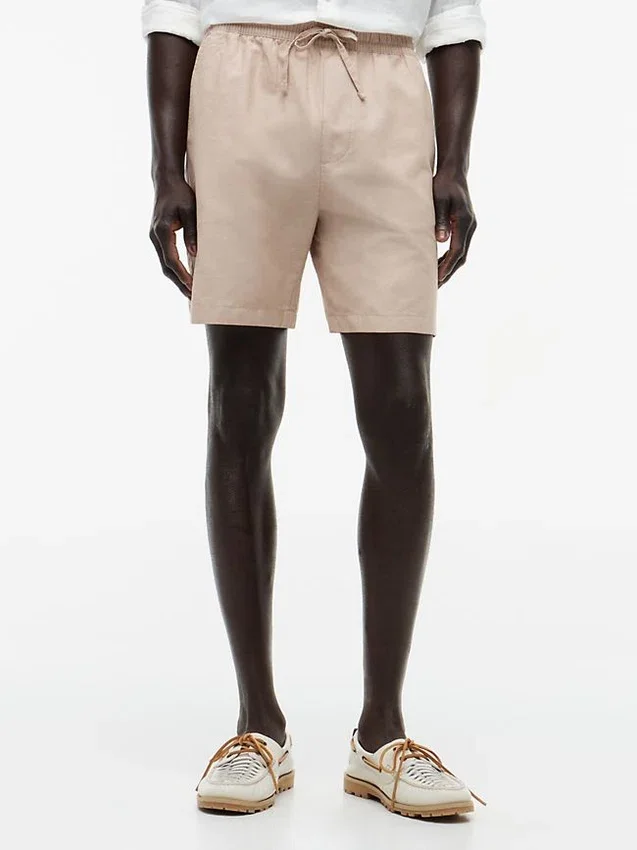 Pantalones cortos de corte regular de 18 cm en mezcla de algodón y lino Pantalones cortos de corte regular de 18 cm en mezcla de algodón y lino