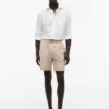 Pantalones cortos de corte regular de 18 cm en mezcla de algodón y lino Pantalones cortos de corte regular de 18 cm en mezcla de algodón y lino