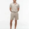 Pantalones cortos de corte regular de 18 cm en mezcla de algodón y lino Pantalones cortos de corte regular de 18 cm en mezcla de algodón y lino