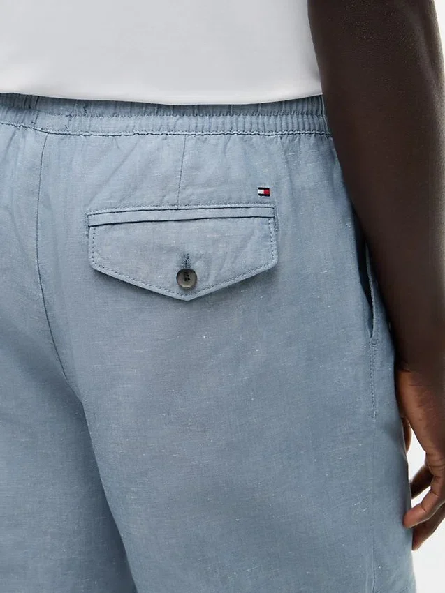 Pantalones cortos de corte regular de 18 cm en mezcla de algodón y lino Pantalones cortos de corte regular de 18 cm en mezcla de algodón y lino