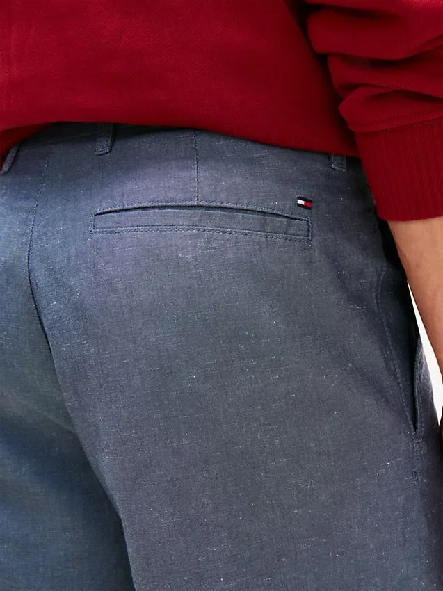 Pantalones cortos de corte regular de 18 cm en mezcla de algodón y lino Pantalones cortos de corte regular de 18 cm en mezcla de algodón y lino