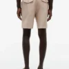 Pantalones cortos de corte regular de 18 cm en mezcla de algodón y lino Pantalones cortos de corte regular de 18 cm en mezcla de algodón y lino