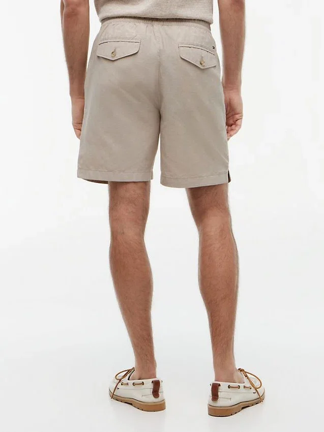 Pantalones cortos de corte regular de 18 cm en mezcla de algodón y lino Pantalones cortos de corte regular de 18 cm en mezcla de algodón y lino
