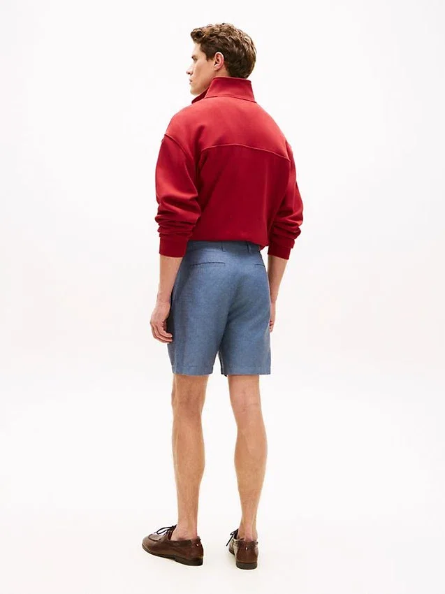 Pantalones cortos de corte regular de 18 cm en mezcla de algodón y lino Pantalones cortos de corte regular de 18 cm en mezcla de algodón y lino
