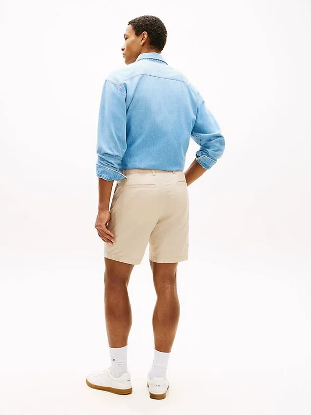 Pantalones cortos de corte regular de 18 cm en mezcla de algodón y lino Pantalones cortos de corte regular de 18 cm en mezcla de algodón y lino