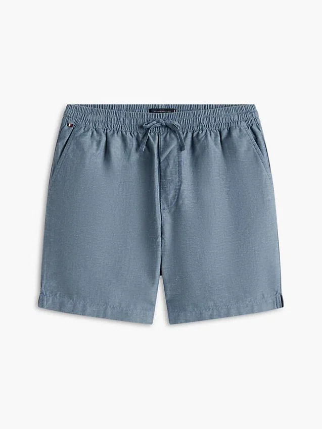 Pantalones cortos de corte regular de 18 cm en mezcla de algodón y lino Pantalones cortos de corte regular de 18 cm en mezcla de algodón y lino
