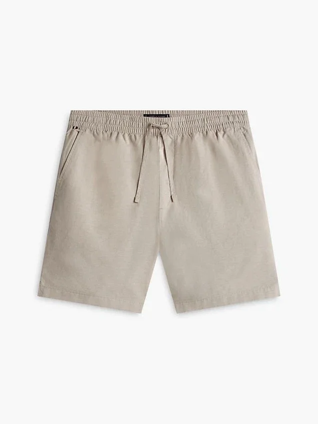 Pantalones cortos de corte regular de 18 cm en mezcla de algodón y lino Pantalones cortos de corte regular de 18 cm en mezcla de algodón y lino