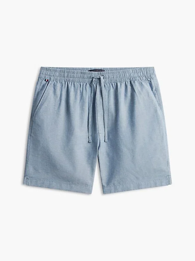 Pantalones cortos de corte regular de 18 cm en mezcla de algodón y lino Pantalones cortos de corte regular de 18 cm en mezcla de algodón y lino
