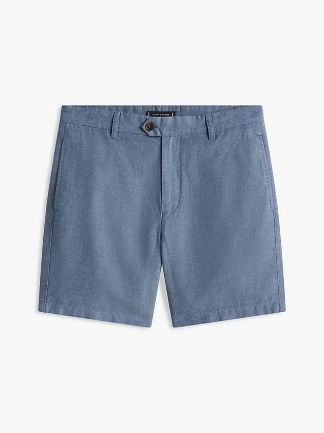 Pantalones cortos de corte regular de 18 cm en mezcla de algodón y lino Pantalones cortos de corte regular de 18 cm en mezcla de algodón y lino