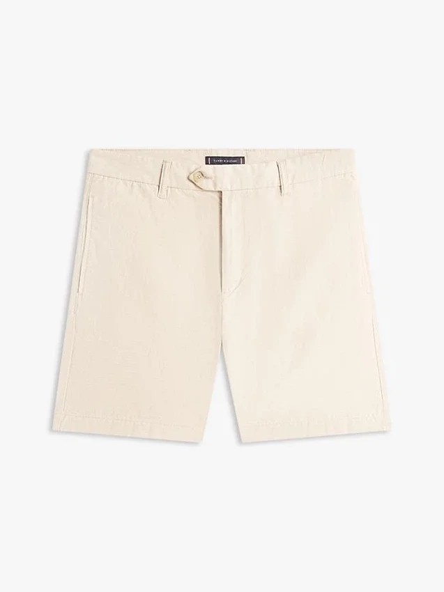 Pantalones cortos de corte regular de 18 cm en mezcla de algodón y lino Pantalones cortos de corte regular de 18 cm en mezcla de algodón y lino