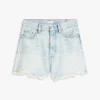Pantalones cortos de denim ancho de talle alto desgastados