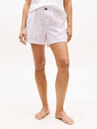Pantalones cortos de dormir de popelín a rayas