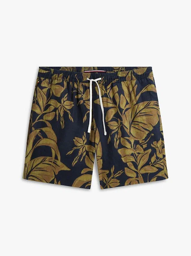 Pantalones cortos de lino con estampado tropical Pantalones cortos de lino con estampado tropical