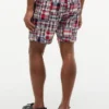 Pantalones cortos de madrás con patchwork de 18 cm, corte regular