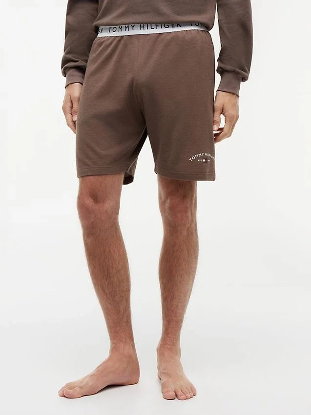 Pantalones cortos de pijama de piqué con logotipo de Hilfiger Pantalones cortos de pijama de piqué con logotipo de Hilfiger