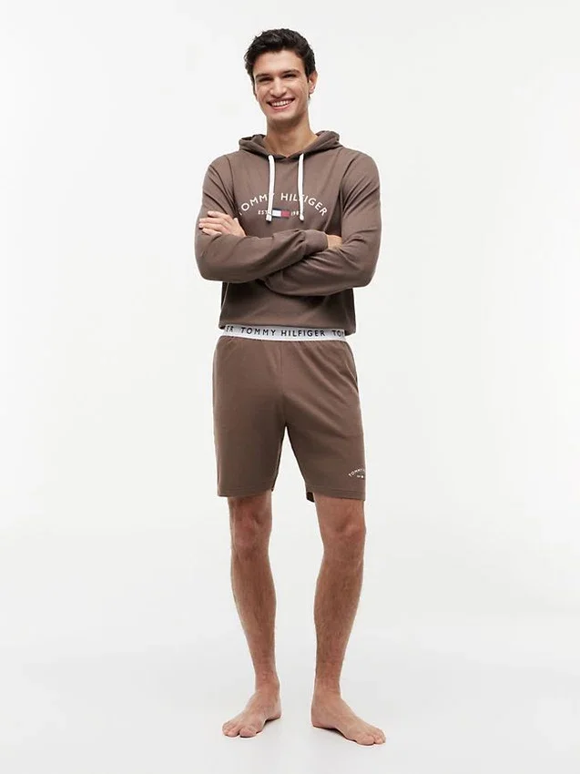 Pantalones cortos de pijama de piqué con logotipo de Hilfiger Pantalones cortos de pijama de piqué con logotipo de Hilfiger