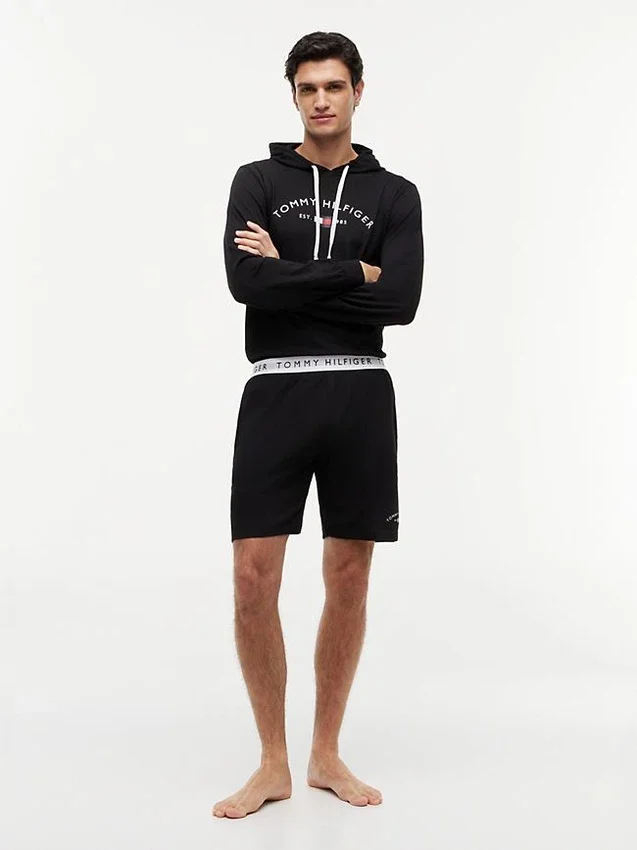 Pantalones cortos de pijama de piqué con logotipo de Hilfiger Pantalones cortos de pijama de piqué con logotipo de Hilfiger